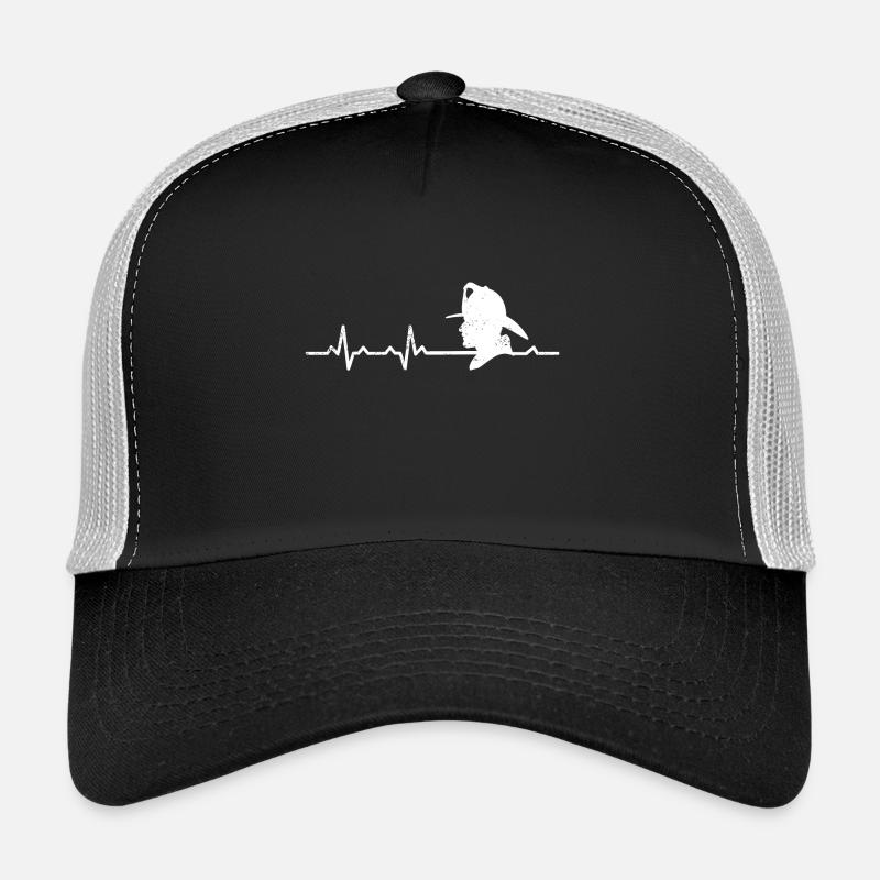 Fireman Feuerwehr Herzschlag geschenk mann beruf - Trucker Cap - Schwarz/Steingrau