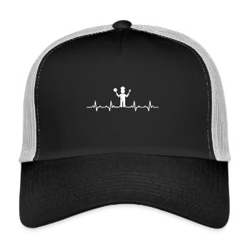 Koch Herzschlag Heartbeat Geschenk kochen - Trucker Cap - Schwarz/Steingrau - Vorne