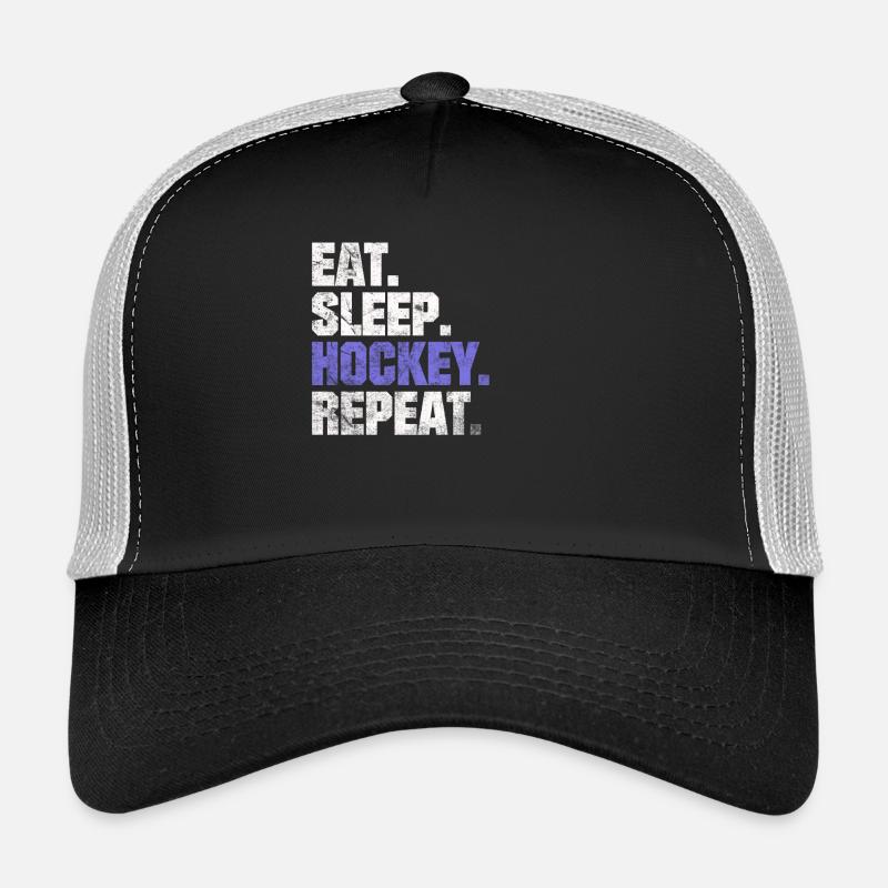 EAT SLEEP HOCKEY REPEAT EISHOCKEY SPRÜCHE GESCHENK - Trucker Cap - Schwarz/Steingrau