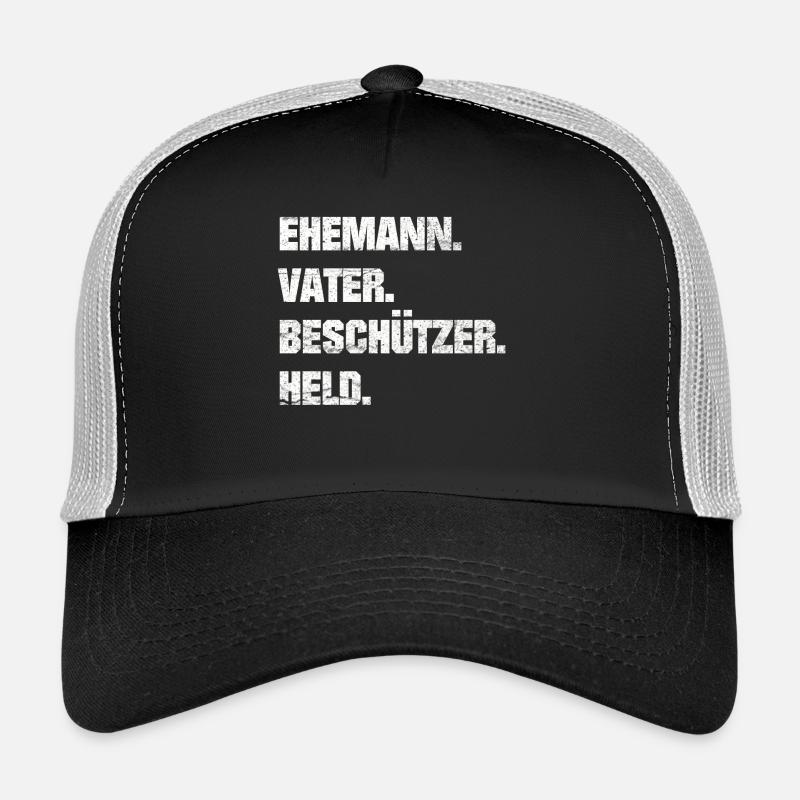 LUSTIGES EHEMANN VATER BESCHÜTZER HELD SPRÜCHE - Trucker Cap - Schwarz/Steingrau