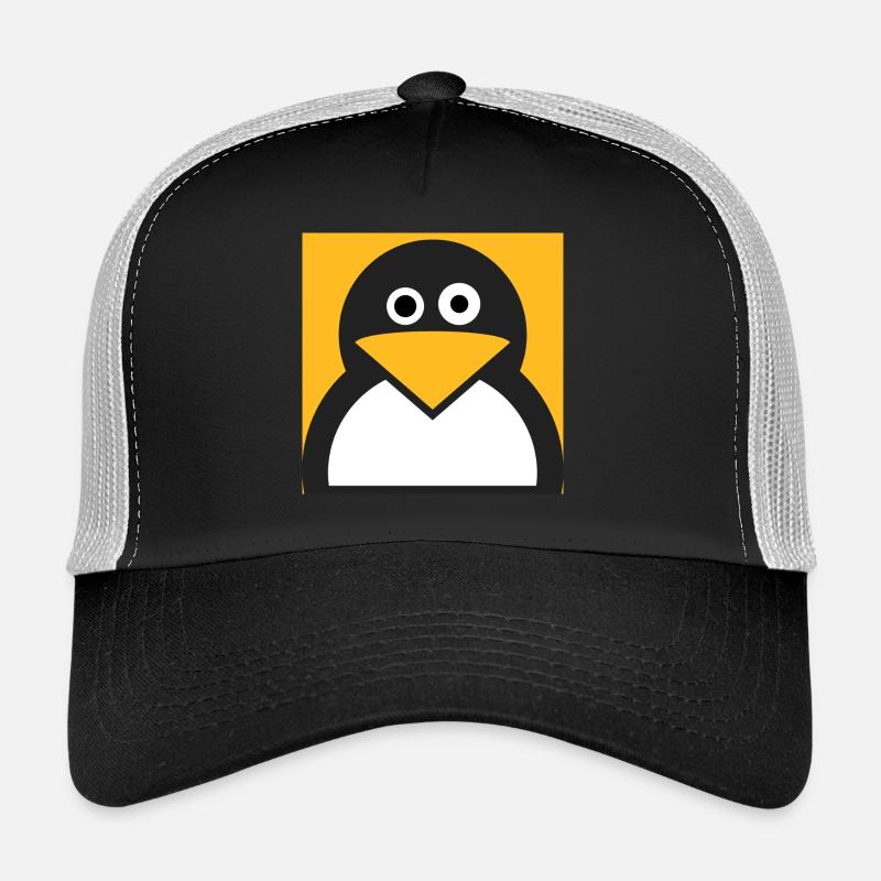 Linux Pingouin - Casquette trucker  - noir/gris pierre