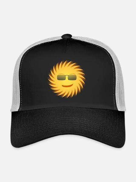 Soleil avec des lunettes de soleil. Idée de cadeau - Casquette trucker  - noir/gris pierre - Devant