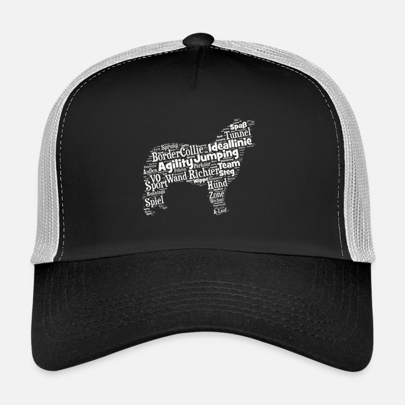 Border Collie Agility Wordcloud weiß - Trucker Cap - Schwarz/Steingrau
