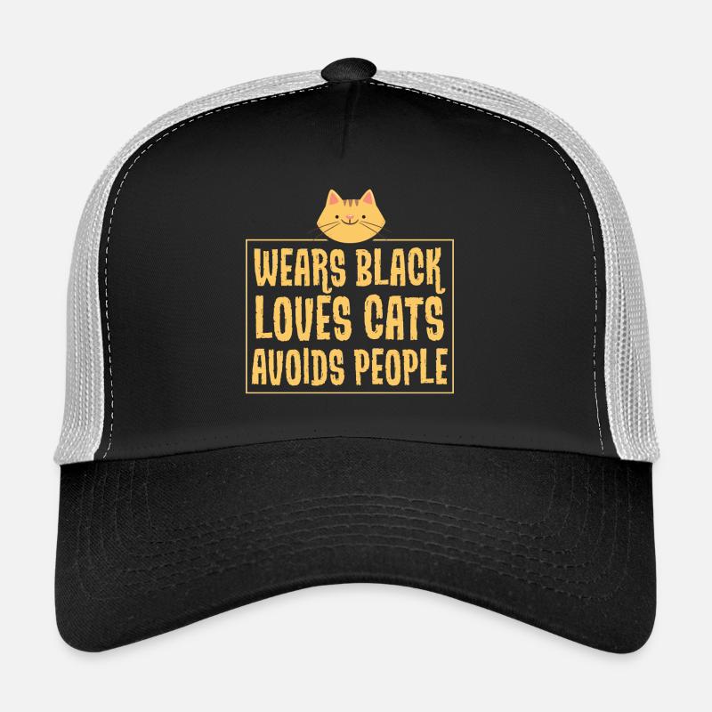 Trage schwarz - liebe Katzen - vermeide Menschen Trucker Cap