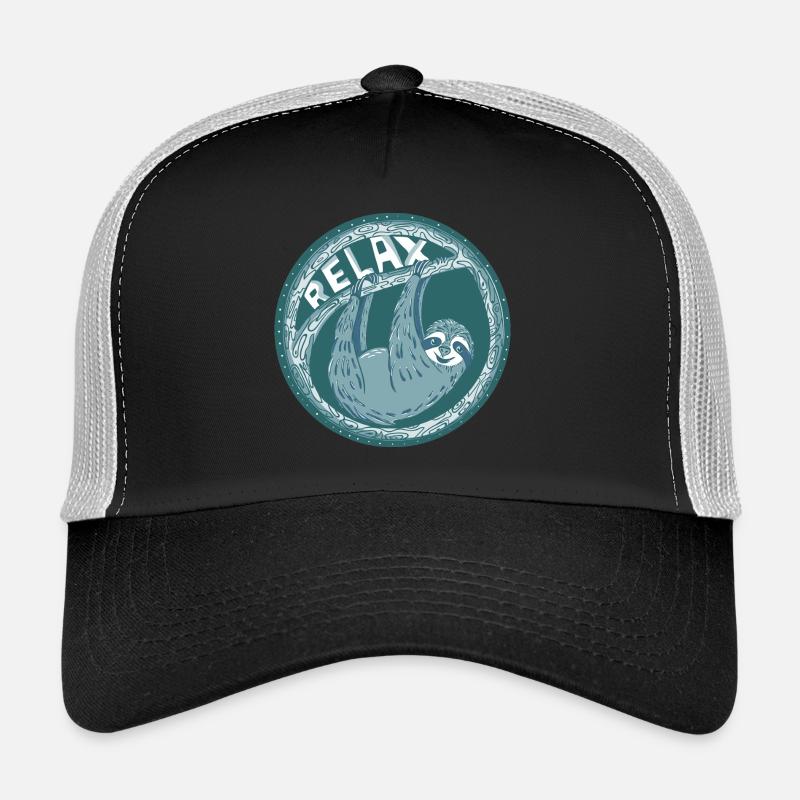 RELAX -- blaues Faultier - Trucker Cap - Schwarz/Steingrau