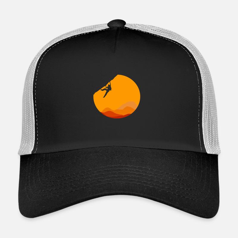 Klettern vor Sonnenuntergang Sonne Berg Geschenk - Trucker Cap - Schwarz/Steingrau