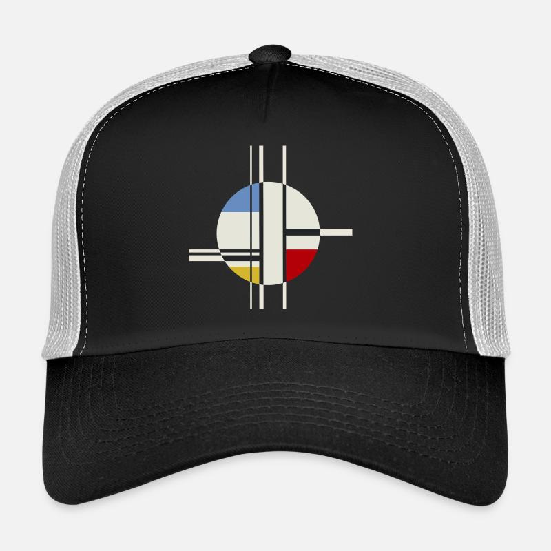 Rectangles circulaires Art moderne abstrait - Casquette trucker  - noir/gris pierre