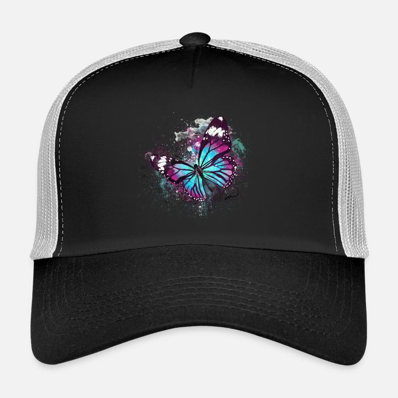 Belle aquarelle de papillon - Casquette trucker  - noir/gris pierre
