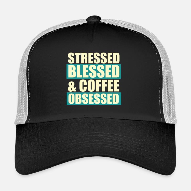 Stressed blessed - Trucker Cap - black/stone grey