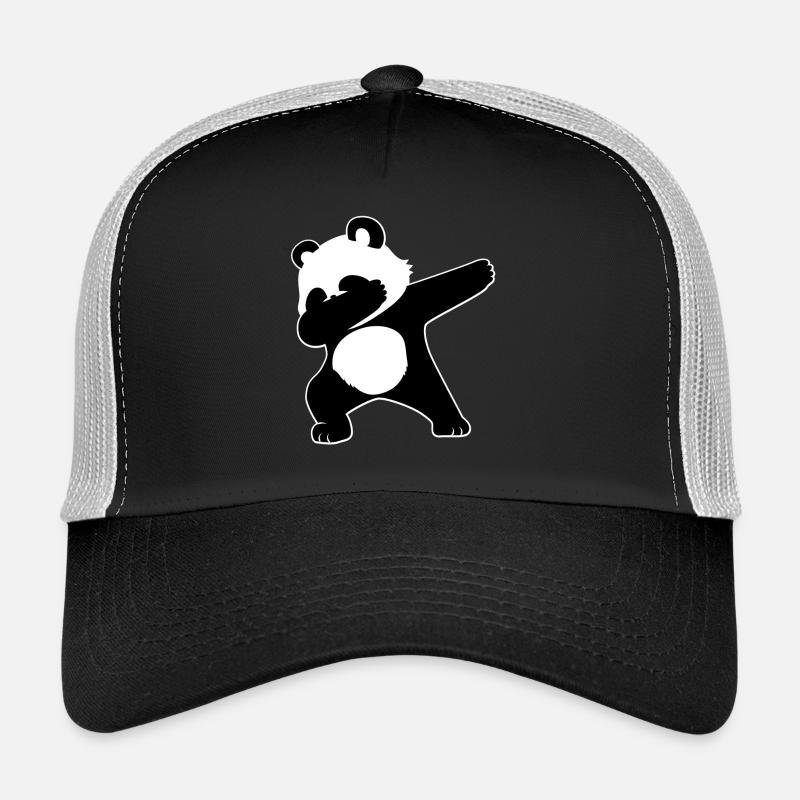 Dabbing Panda Lustiges Tier Shirt - Trucker Cap - Schwarz/Steingrau