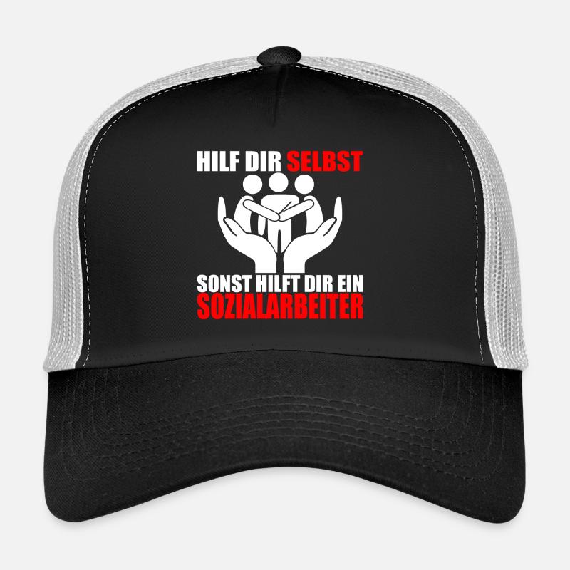 HILF DIR SELBST SONST HILFT DIR EIN SOZIALARBEITER - Trucker Cap - Schwarz/Steingrau