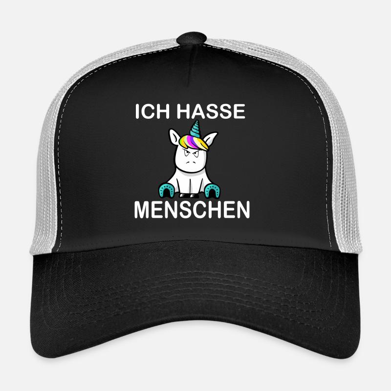 Ich hasse Menschen Einhorn - Trucker Cap - Schwarz/Steingrau