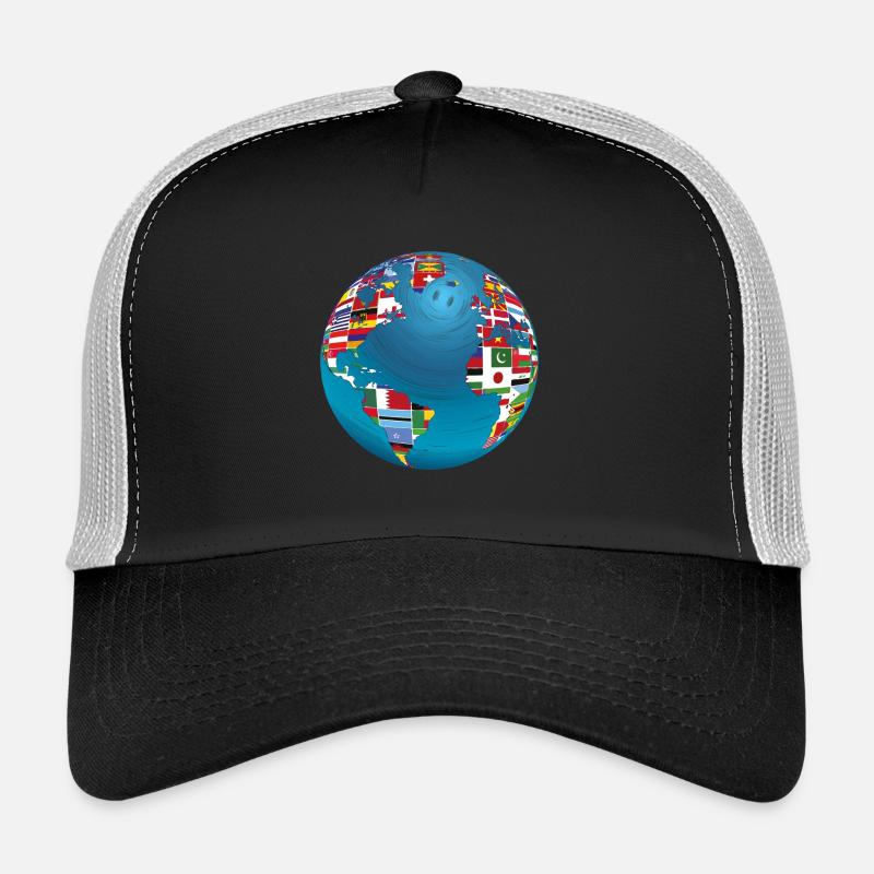 Carte du monde globe terrestre globe pays drapeaux continents Casquette trucker 