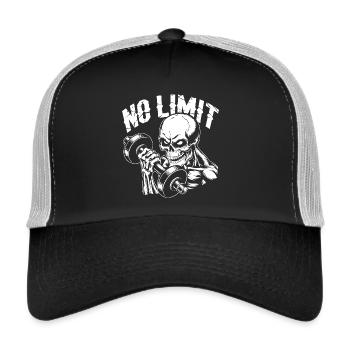 Crâne de musculation No Limit Workout avec haltère - Casquette trucker  - noir/gris pierre - Devant