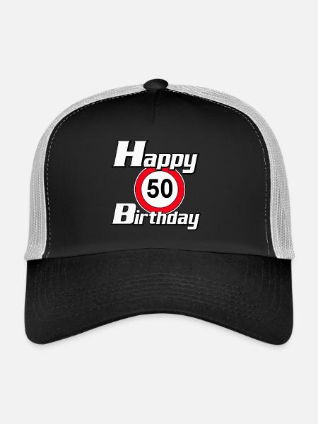 50e anniversaire , 50 ans , joyeux anniversaire 50 (25) - Casquette trucker  - noir/gris pierre - Devant