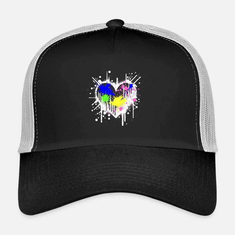 Graffiti Coeur - Casquette trucker  - noir/gris pierre