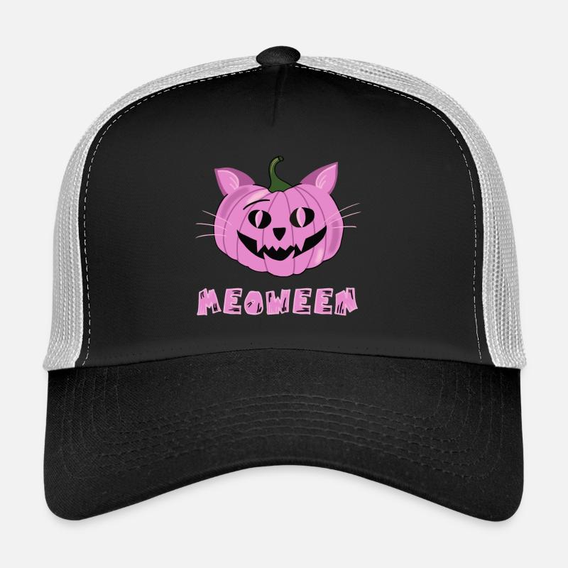 Halloween Miaouan Chat Jack O Lanterne Citrouille Rose Casquette trucker 
