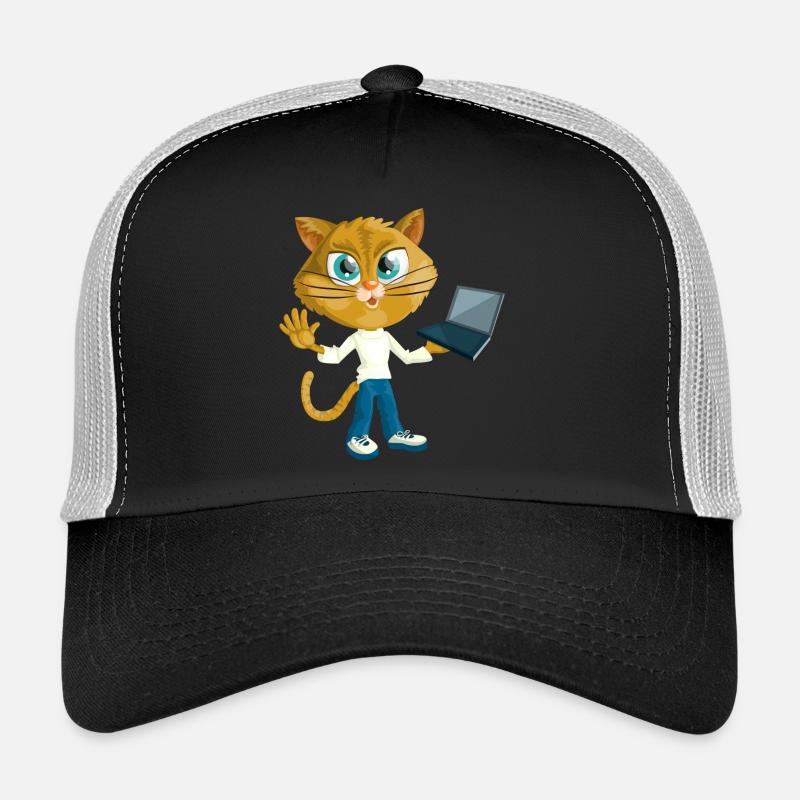 Chat avec LapTop Casquette trucker 