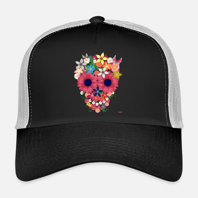 fleurs crâne par WAM Casquette trucker 