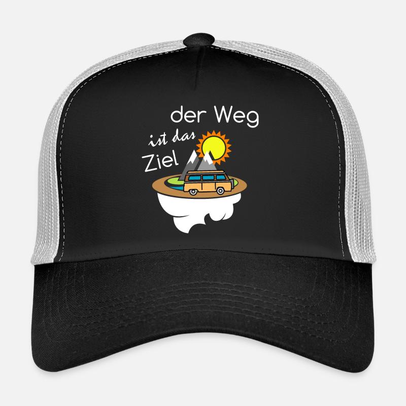 der Weg ist das Ziel Camper Camping Van Reisen - Trucker Cap - Schwarz/Steingrau