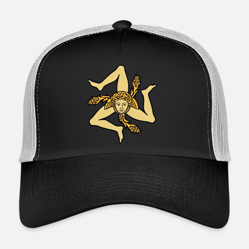 Sicile Trinacria drapeau Sicilien Sicilia - Casquette trucker  - noir/gris pierre