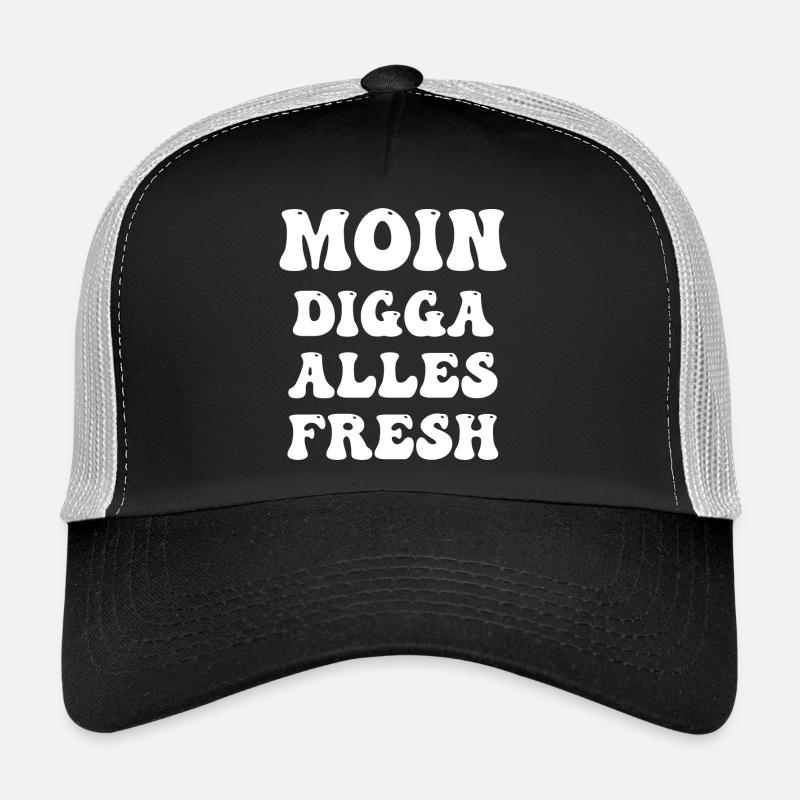 moin digga alles fresh - Trucker Cap - Schwarz/Steingrau