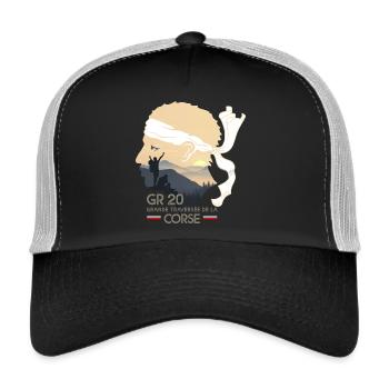 Randonnée corse GR20 GR 20 cadeau randonneurs trek - Casquette trucker  - noir/gris pierre - Devant
