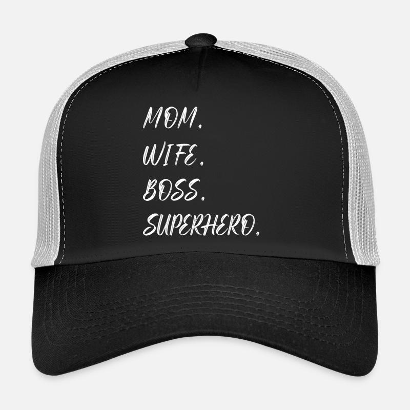 Mama Ehefrau Superheld - Trucker Cap - Schwarz/Steingrau