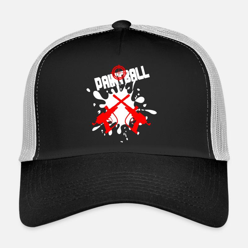 Paintball target with two red guns Trucker Cap