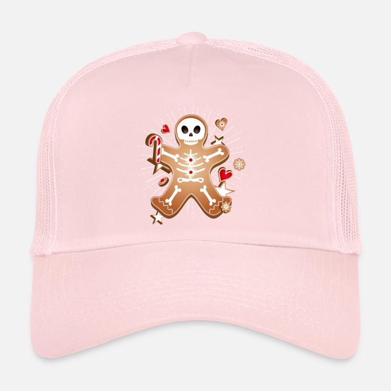 Gingerbread Man Sugar Skull Decor pour Noël Casquette trucker 