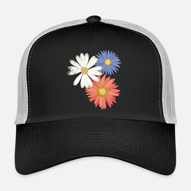 3 flowers - Trucker Cap - Schwarz/Steingrau