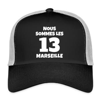 Marseille, je suis Marseillais fierté Marseillaise - Casquette trucker  - noir/gris pierre - Devant