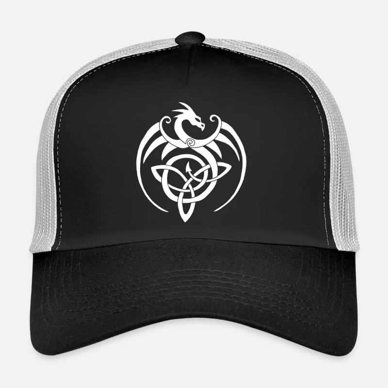 White dragon and Celtic symbol - Trucker Cap - black/stone grey