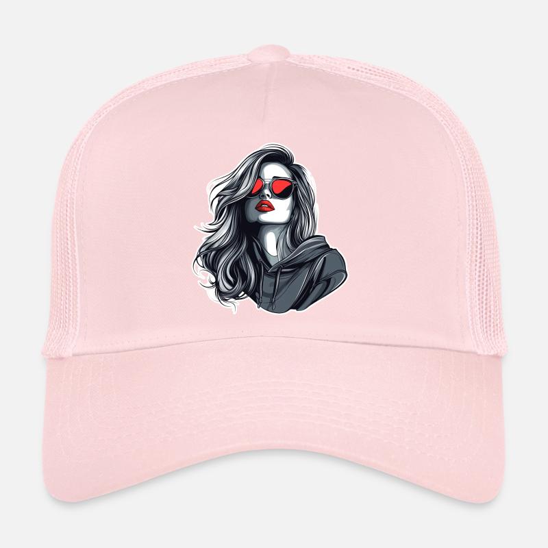 Fille à capuche grise glamure Casquette trucker 