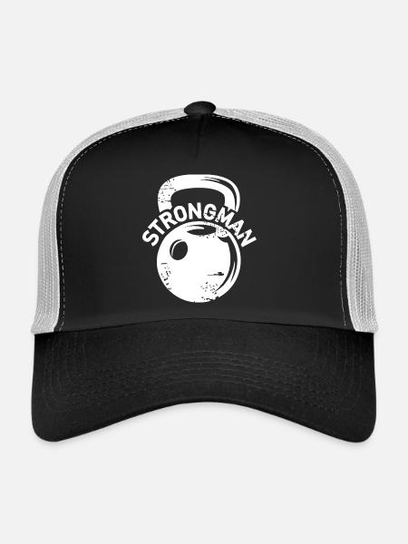 Kettlebell Strongman Fitness Poids Icône Icône - Casquette trucker  - noir/gris pierre - Devant