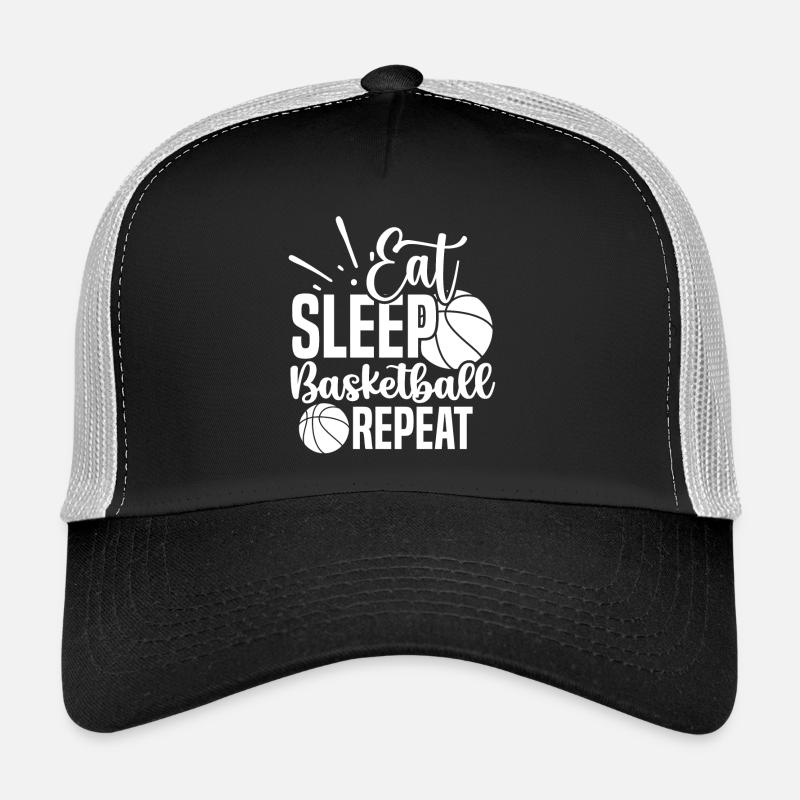 Eat sleep basketball repeat white Trucker Cap