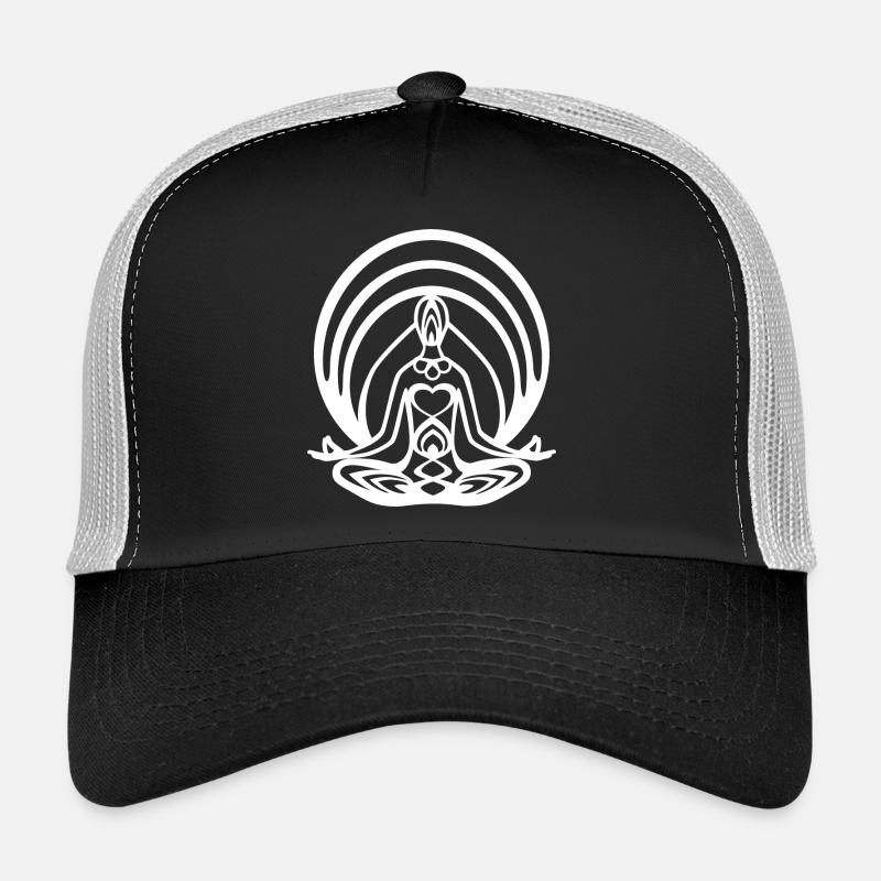 Meditation Lotussitz Chakra - Trucker Cap - Schwarz/Steingrau