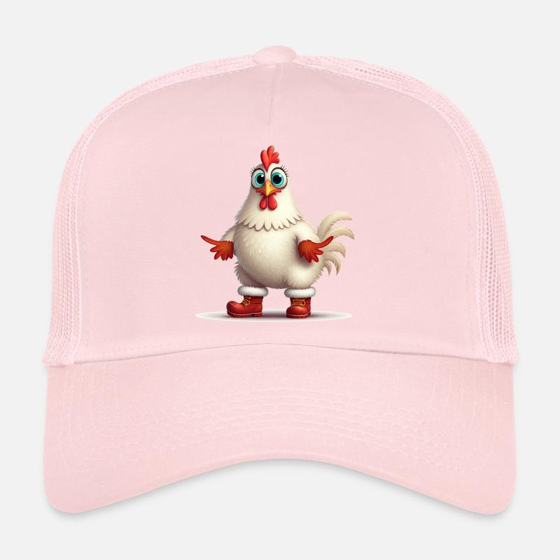 Temperamentvolle Henne mit Stiefeln Trucker Cap