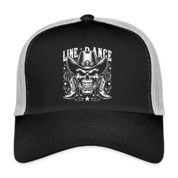 Line Dance Skull with Stetson and Boots and Lasso - Trucker Cap - black/stone grey - Front