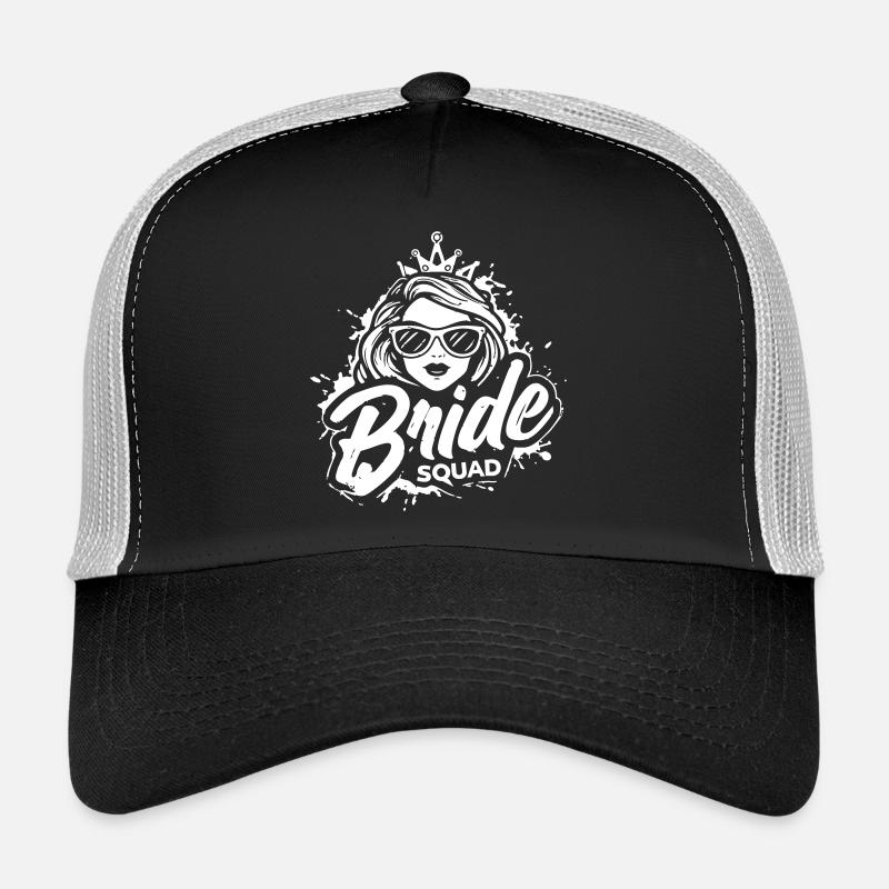 Braut „Bride Squad“-Logo im modernen Grunge-Style Trucker Cap