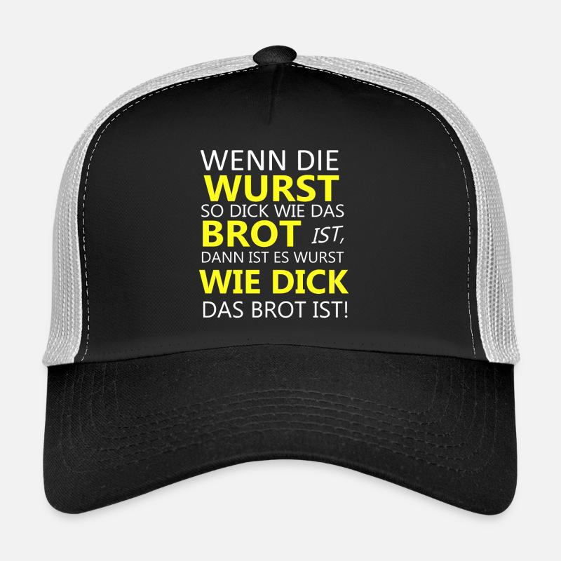 Wurst Brot Spruch Shirt - Trucker Cap - Schwarz/Steingrau