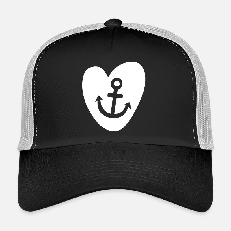 Herz Anker Hamburg Liebe Comic Seefahrer maritim - Trucker Cap - Schwarz/Steingrau