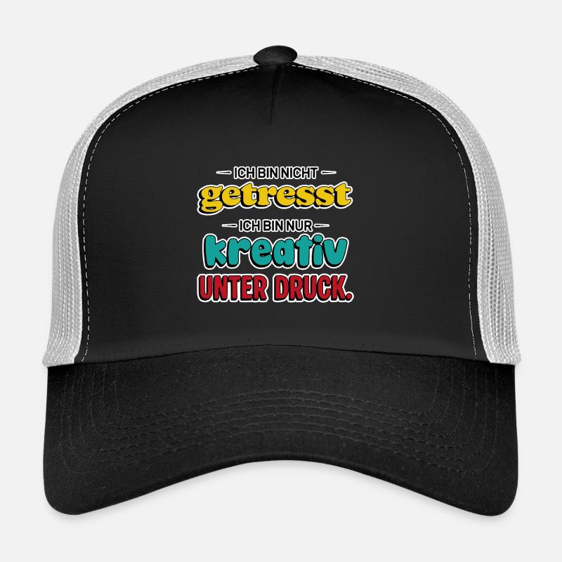 Créatif sous pression – Drôle de dicton - Casquette trucker  - noir/gris pierre