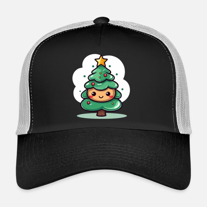 Conception de mascotte d’arbre de Noël mignon - Casquette trucker  - noir/gris pierre