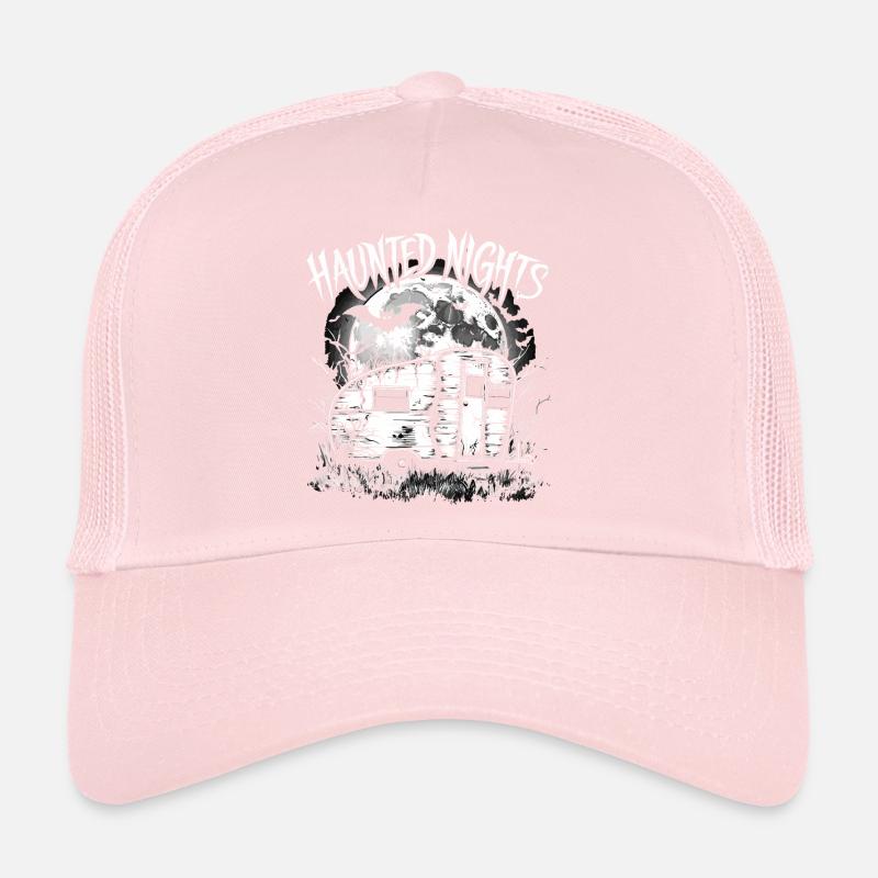 Ghost Night Caravan Haunted Illustration Trucker Cap