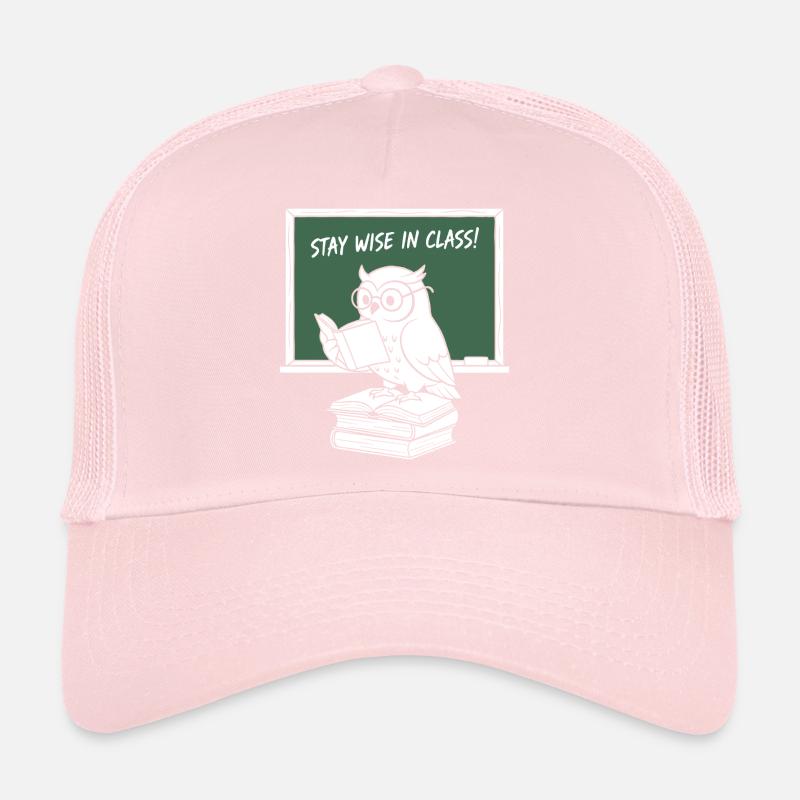 Wise owl reading in class Trucker Cap