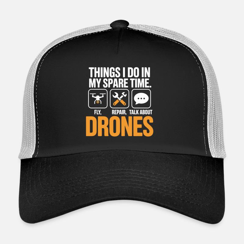 Drones : Discussion sur la réparation de mouches pendant le temps libre - Casquette trucker  - noir/gris pierre