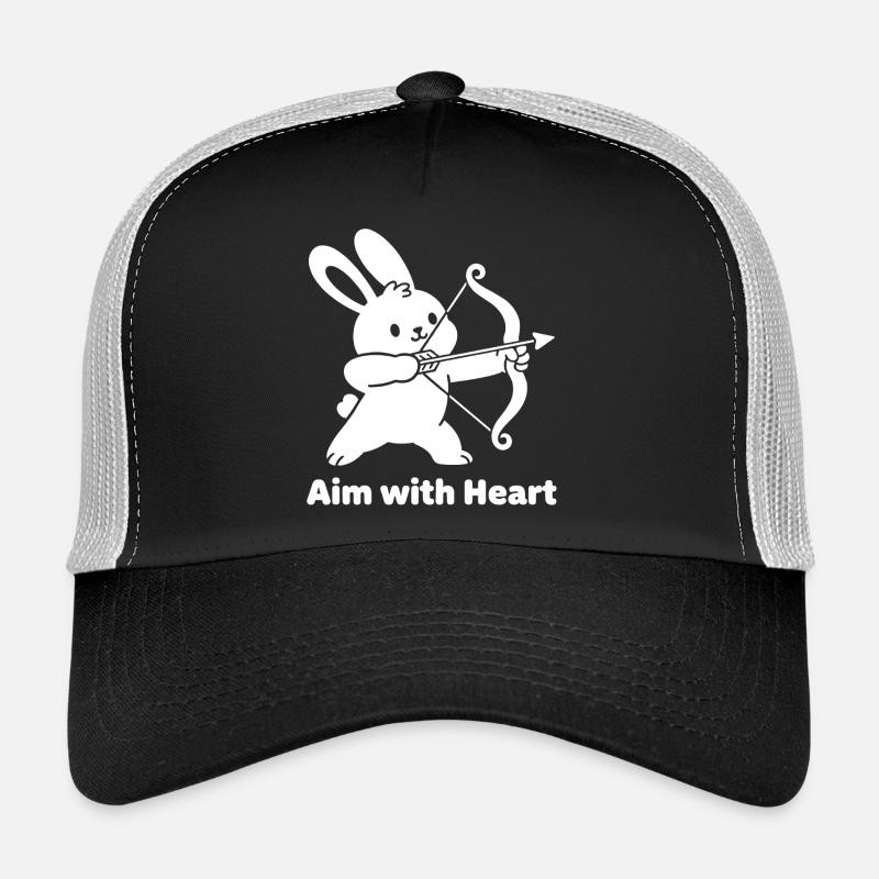 Hase mit Bogen Herzmotiv - Trucker Cap - Schwarz/Steingrau