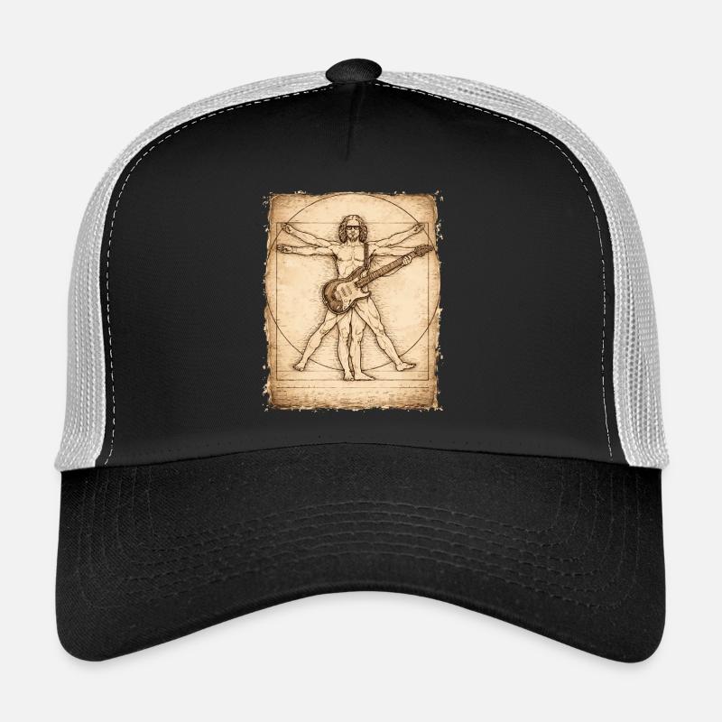 Vitruvian Rocker Gitarrist Design - Trucker Cap - Schwarz/Steingrau