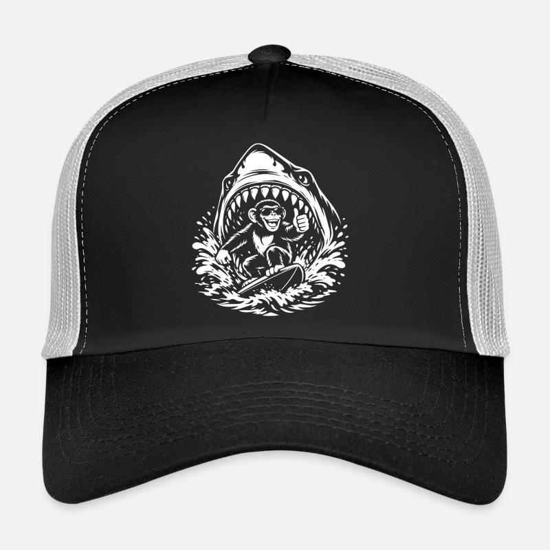 Surfaffe in Shark Wave - Trucker Cap - Schwarz/Steingrau